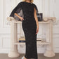 Amoris T906 Sequin Lace Gown Detachable Sheer Cape Overlay