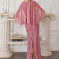 Amoris T906 Sequin Lace Gown Detachable Sheer Cape Overlay