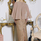 Amoris T906 Sequin Lace Gown Detachable Sheer Cape Overlay