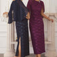 Amoris T906 Sequin Lace Gown Detachable Sheer Cape Overlay