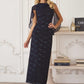 Amoris T906 Sequin Lace Gown Detachable Sheer Cape Overlay