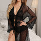French dot mesh lingerie robe and bra set by 3wishes.com, featuring delicate mesh fabric and feminine design.