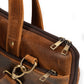 Tan Classy Leather Bags Harbor laptop briefcase with structured design and top handles