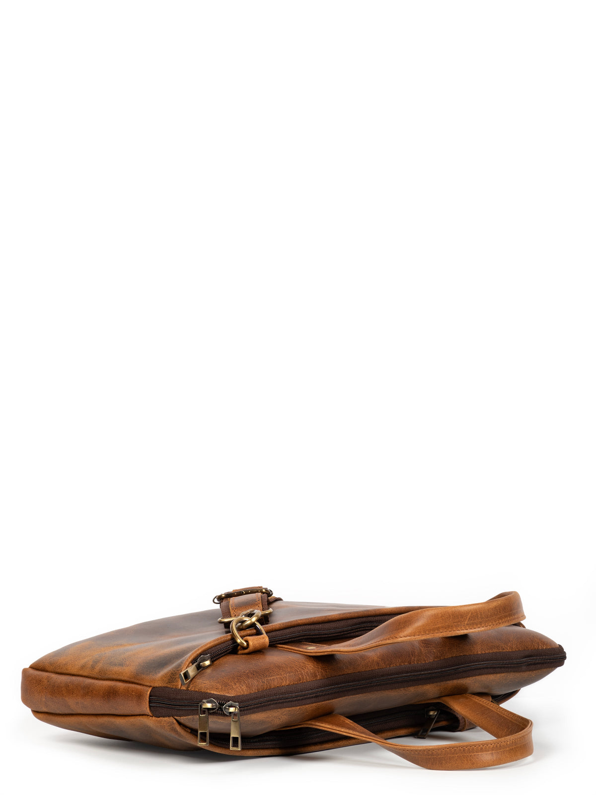 Tan Classy Leather Bags Harbor laptop briefcase with structured design and comfortable handles