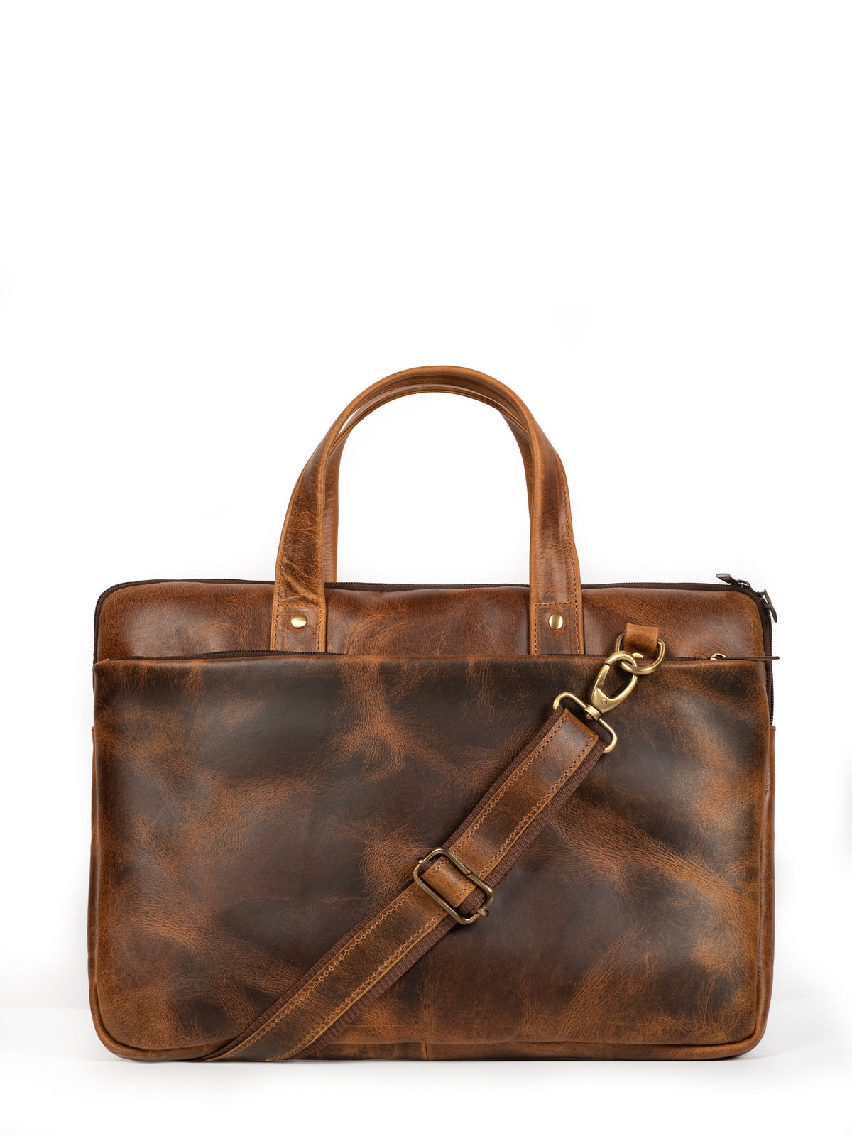 Classy Leather Bags Harbor laptop briefcase in tan leather with padded laptop compartment and carry handles