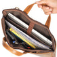 Tan Classy Leather Bags Harbor laptop briefcase interior with padded laptop compartment and organized pockets