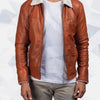 Tan Shearling Leather Jacket for Women - Tan