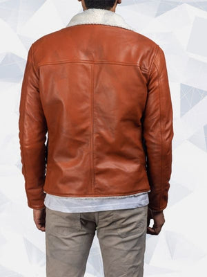 Tan Shearling Leather Jacket for Women