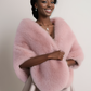 Pink Bridal Fur Shawl with Fleece Lining (Butterfly 07)