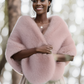 Pink Bridal Fur Shawl with Fleece Lining (Butterfly 07)