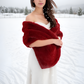 Red Bridal Fur Shawl with Fleece Lining (Audrey Red05)