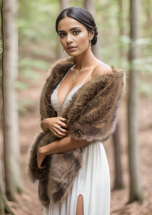 Brown Fur Shawl (Lilian Brw03)