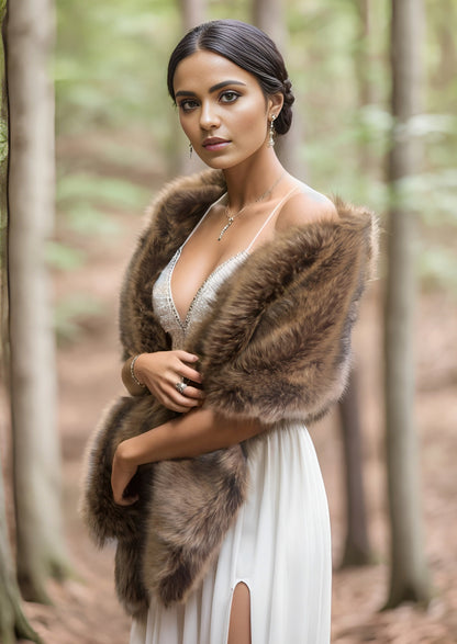 Brown Fur Shawl (Lilian Brw03)
