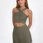 Trophy Yoga Criss Cross Tennis Crop Top, made in USA, shown from the front