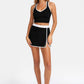 Trophy Yoga built-in shorts golf skirt, made in USA, shown in a sporty women’s apparel style