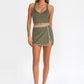 Trophy Yoga built-in shorts golf skirt, USA-made athletic apparel in a sporty design