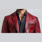 Teddy Red Leather Blazer – Stylish Men’s Leather Jacket