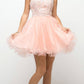 Ladivine UJ0119 Short Appliqued Bodice Halter Tulle Skirt Dress