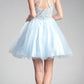 Ladivine UJ0119 Short Appliqued Bodice Halter Tulle Skirt Dress