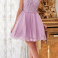 Ladivine UJ0119 Short Appliqued Bodice Halter Tulle Skirt Dress