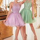 Ladivine UJ0119 Short Appliqued Bodice Halter Tulle Skirt Dress
