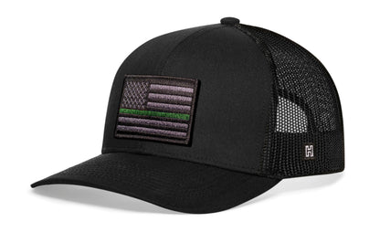 Thin Green Line Trucker Hat  |  Tactical Military Snapback
