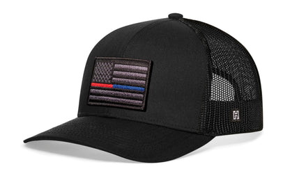 Thin Red & Blue Line Trucker Hat  |  Tactical Police And Fire Snapback