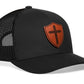 Shield Cross Trucker Hat  |  Leather Christian Snapback