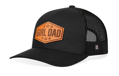 Girl Dad Leather Trucker Hat  |  Leather Father's Day Snapback