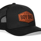 Boy Dad Leather Trucker Hat  |  Leather Father's Day Snapback