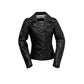 Whet Blu NYC Elizabeth women's lambskin leather moto jacket in black with zip details