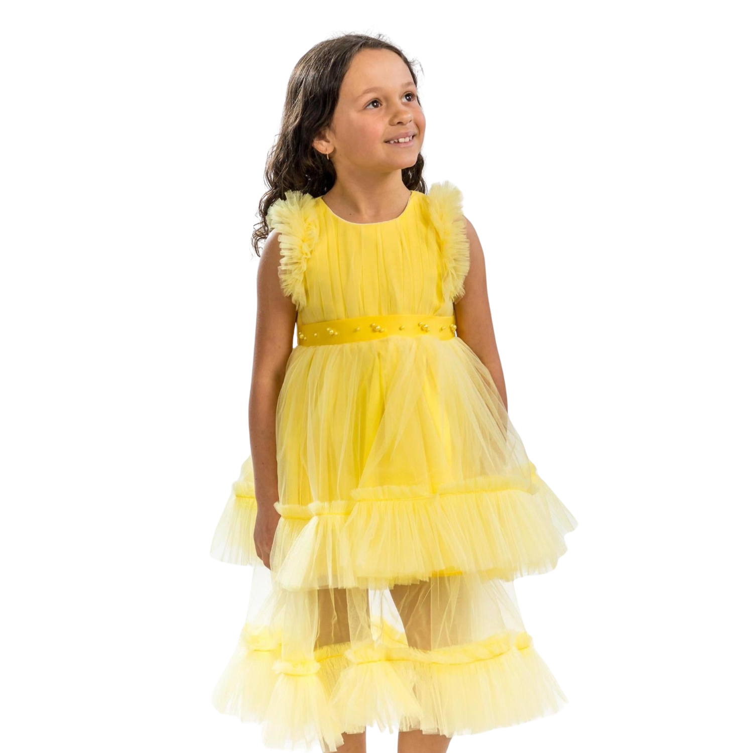 Canary Yellow Girls Formal Dress-0