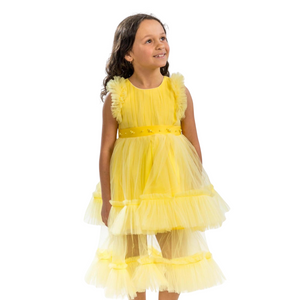 Canary Yellow Girls Formal Dress-0
