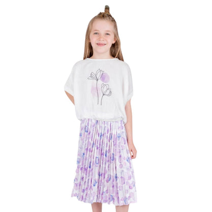 Lilac Flower Girls Casual Set - Farnelli
