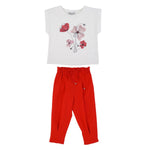 Coral Floral Girls Casual Set-0