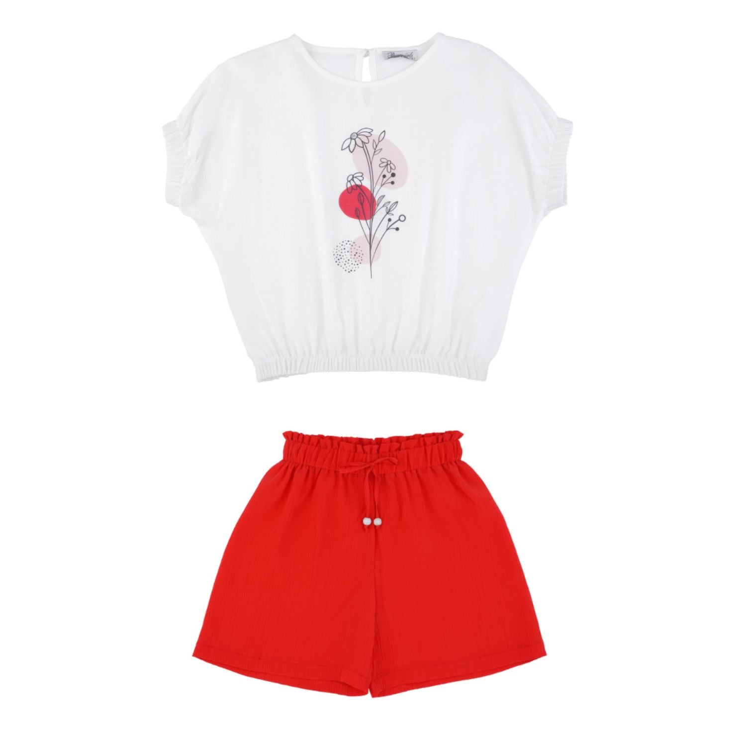 Coral Flower Girls Casual Set - Farnelli