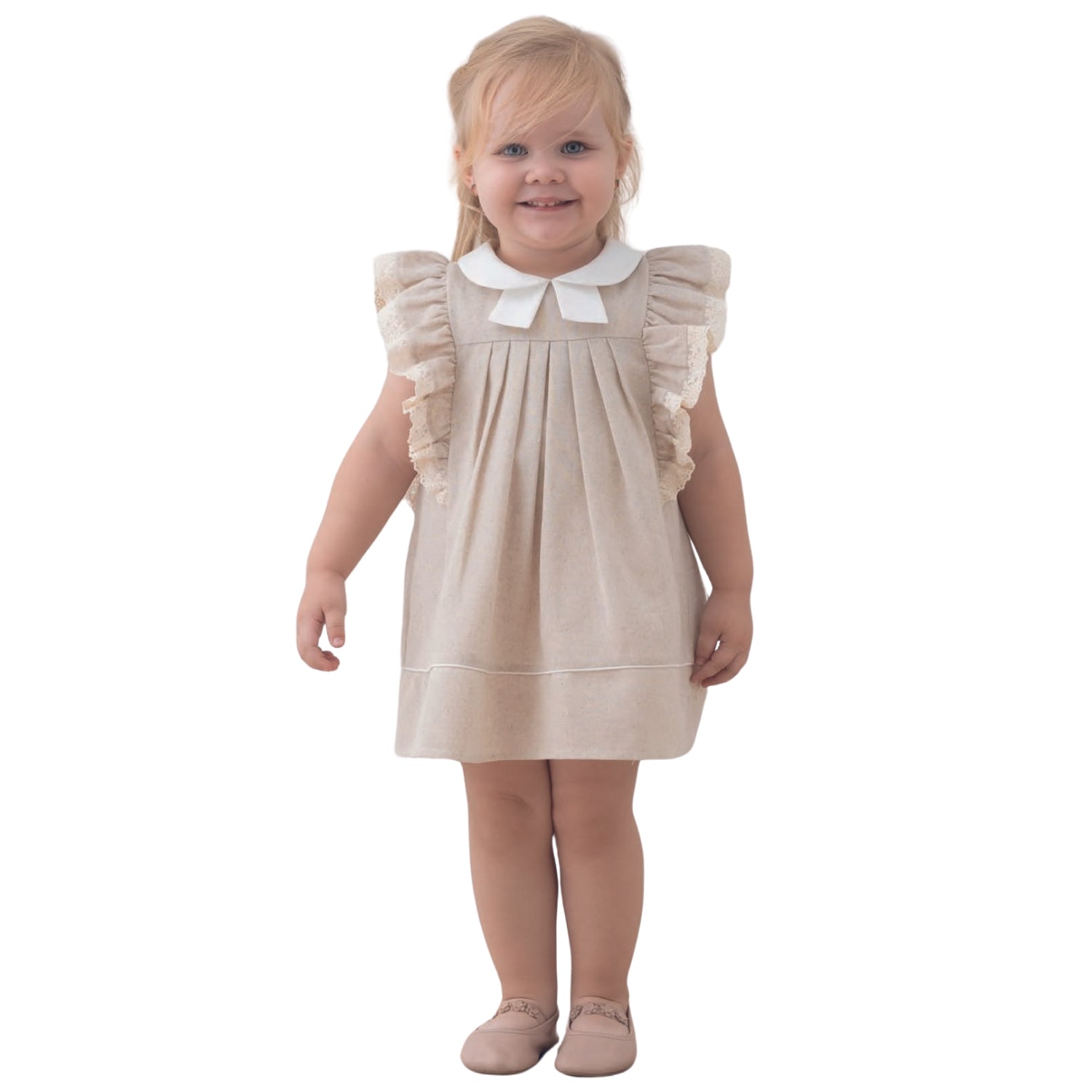 Frilly Beige Chic Baby Dress - Farnelli