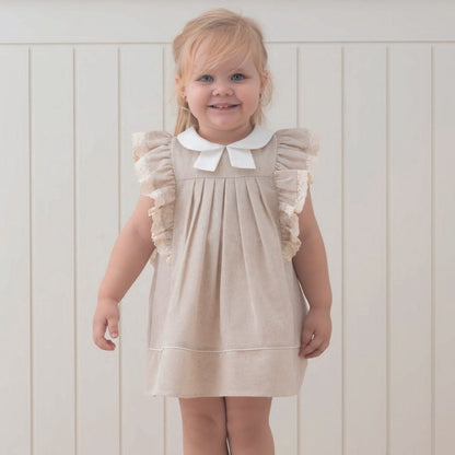 Frilly Beige Chic Baby Dress - Farnelli
