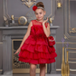 Red Lips Short Layered Dress-4