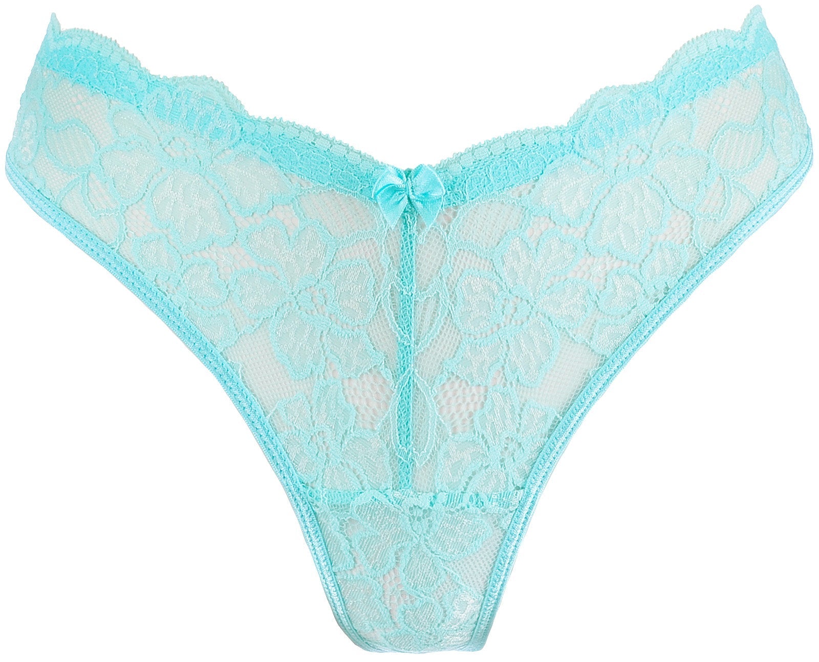 Axami Allure Blue Floral Lace Thong Panty-4