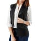 Tawana Black Front Open Leather Vest Jacket for Women