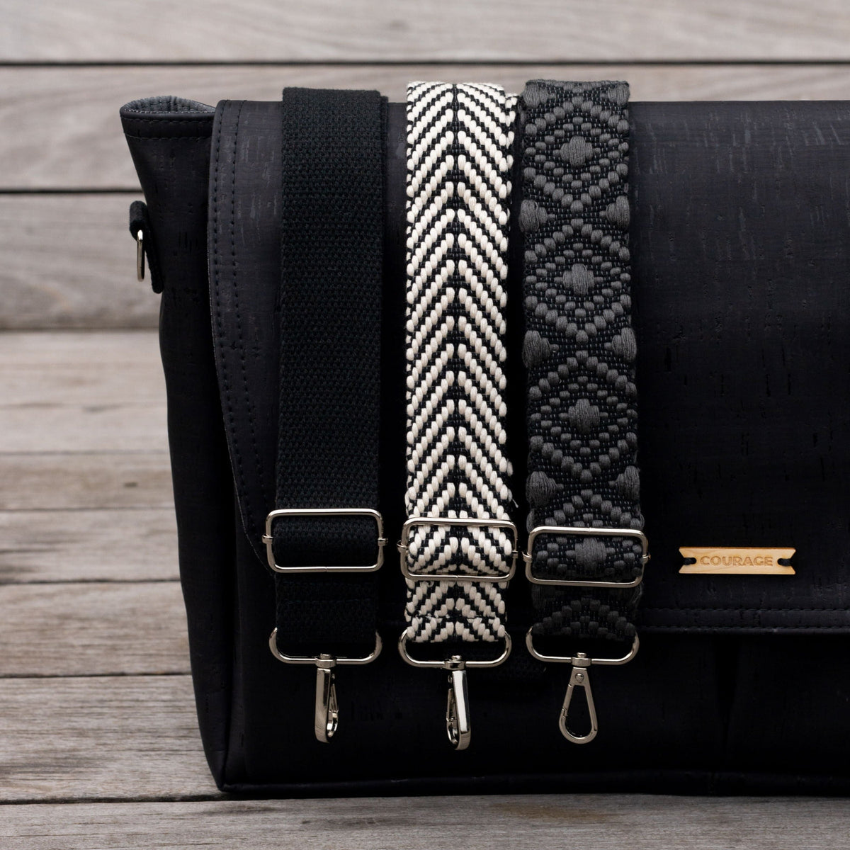 Carry Courage NOMAD messenger bag in coal gray with adjustable shoulder strap and structured design
