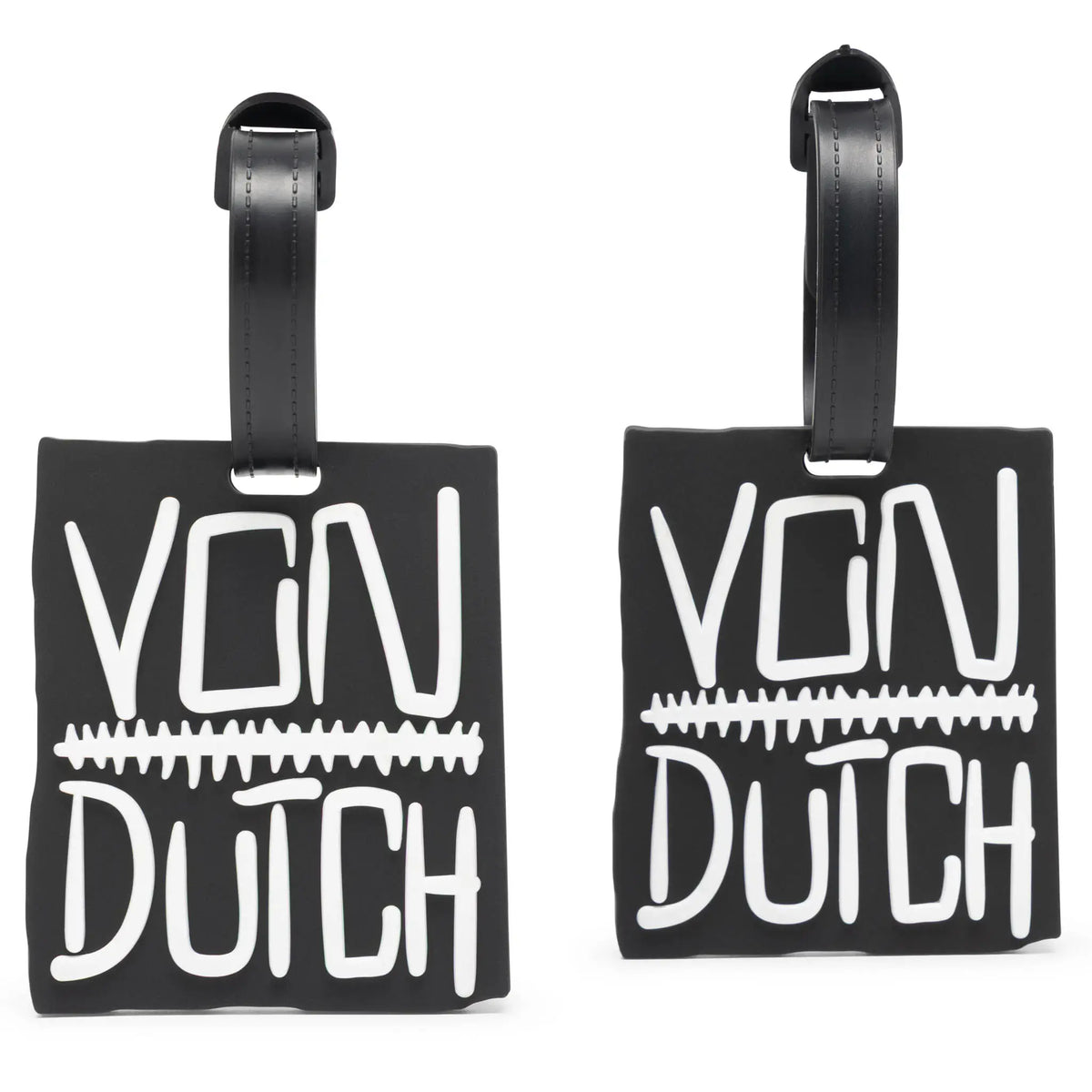 Travellty stitched 2-piece luggage tags with adjustable straps, featuring colorful designs for easy identification and secure attachment.