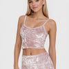 Velvet Shirred Crop Top Made in USA - LAVENDER