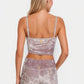 Trophy Yoga velvet shirred crop top in lavender, made in USA