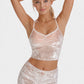 Trophy Yoga velvet shirred crop top in rich velvet fabric, front view