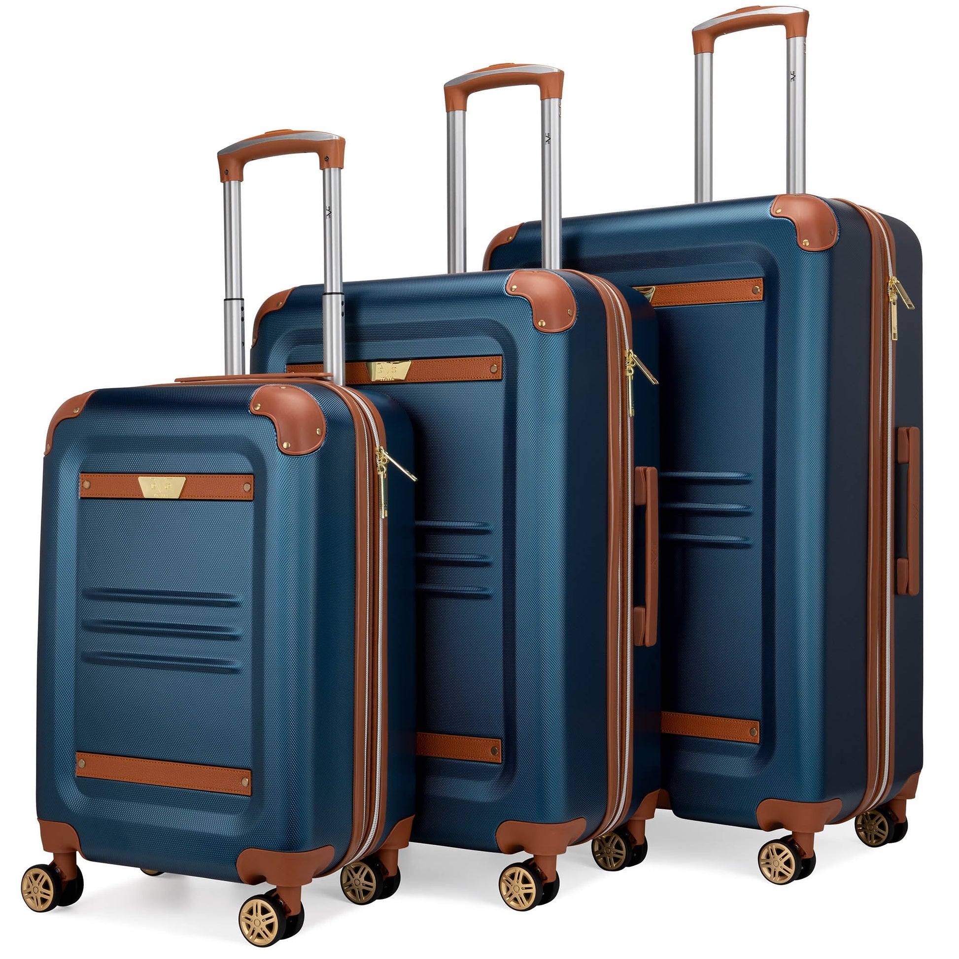 Vintage 3 Piece Expandable Retro Luggage Set-5