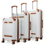 Vintage 3-piece expandable retro luggage set by Travellty, featuring classic design and multiple sizes for travel convenience.