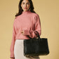 Valentina (black) - Italian calf leather women's handbag (with shoulder strap)