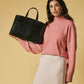 Valentina (black) - Italian calf leather women's handbag (with shoulder strap)